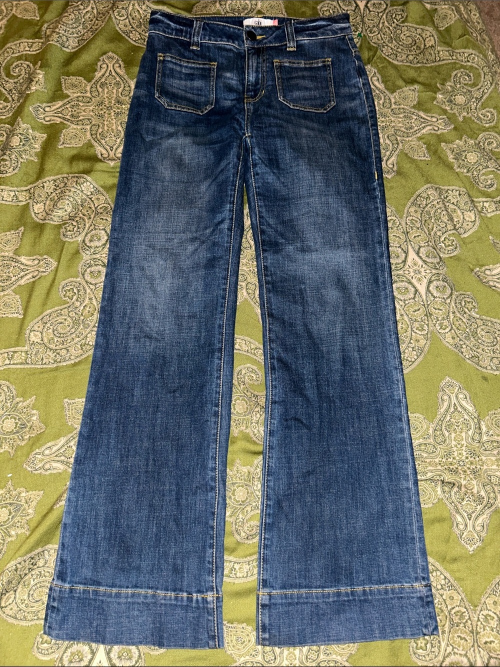 CAbi Dark Blue Wide-Leg Jeans
